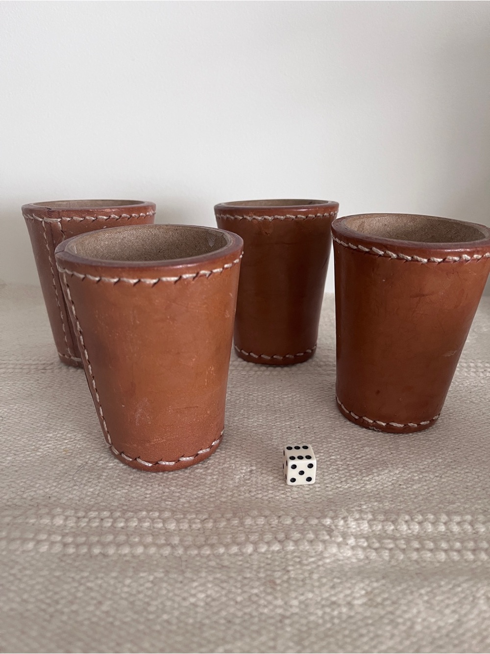Romor’s Chilean Saddlery Leather Dice Cups Set of 4 - Picture 2 of 7